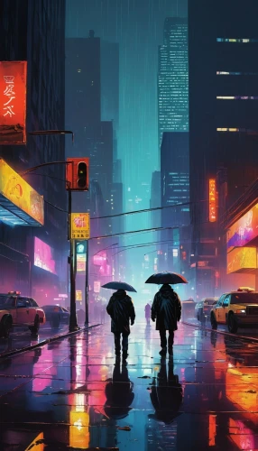 cyberpunk,pedestrian,cityscape,tokyo,umbrellas,pedestrians,tokyo city,walking in the rain,world digital painting,shinjuku,urban,hk,vapor,dystopian,rainy,shanghai,raindops,hong kong,meters,futuristic,Conceptual Art,Oil color,Oil Color 07