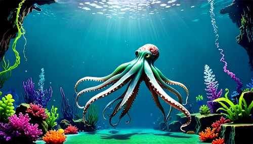 under sea,giant squid,deep sea,undersea,octopus,fun octopus,cephalopod,under the sea,underwater background,octopus vector graphic,cnidarian,sea-life,kraken,squid game card,squid game,tentacles,squid,coral guardian,octopus tentacles,pink octopus,Unique,Pixel,Pixel 03