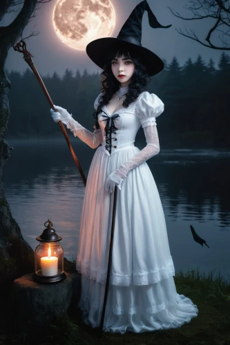 fantasy picture,celebration of witches,halloween witch,the night of kupala,witches,mystical portrait of a girl,witch,the witch,witch broom,moonlit night,sorceress,gothic woman,fairy tale character,witch house,divination,gothic portrait,moonbeam,fantasy art,fantasy portrait,the girl in nightie,Illustration,Realistic Fantasy,Realistic Fantasy 19