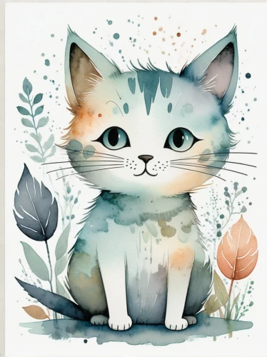 watercolor cat,cat vector,flower cat,drawing cat,blossom kitten,calico cat,flower animal,watercolor floral background,digiscrap,pet portrait,capricorn kitz,cartoon cat,cat drawings,white cat,cat portrait,vector illustration,flower painting,cute cat,on a transparent background,cat on a blue background,Illustration,Paper based,Paper Based 25