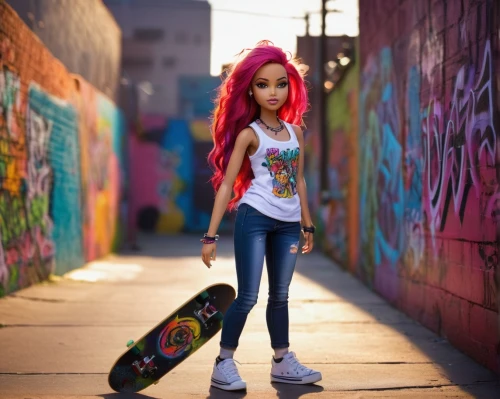 skater,longboard,skateboard,skateboarder,skaters,fashionable girl,skate,skating,skate board,longboarding,artist doll,skater boy,skateboard deck,fashion dolls,redhead doll,ariel,skateboarding,fashion doll,fashion girl,anime 3d,Illustration,Children,Children 03