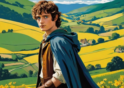 hobbit,east-european shepherd,hobbiton,jrr tolkien,shepherd,robin hood,gale,the wanderer,the good shepherd,jonquils,daffodil field,htt pléthore,king arthur,athos,jack rose,male elf,benedict herb,prince of wales,goatherd,robert harbeck,Art,Artistic Painting,Artistic Painting 43