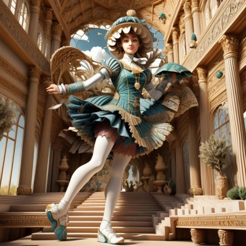 rococo,baroque angel,3d fantasy,fantasy girl,alice,fairy queen,cosplay image,art nouveau,cinderella,fairy tale character,vanessa (butterfly),fairy,fantasy woman,fantasia,baroque,majorette (dancer),the carnival of venice,venetia,fantasy art,fairy peacock