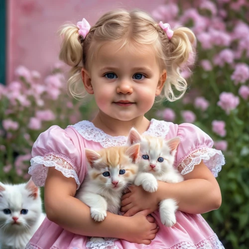 doll cat,cute cat,baby cats,little girl in pink dress,cat lovers,cute baby,kittens,little girls,little cat,little princess,little girl dresses,little angels,kitten,blossom kitten,ragdoll,cat with blue eyes,calico cat,little girl,innocence,blue eyes cat