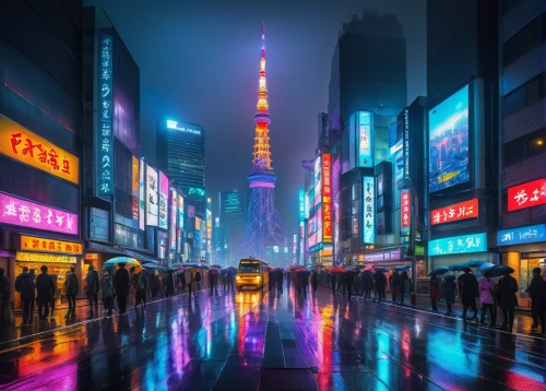 shinjuku,tokyo,tokyo city,shanghai,taipei,tokyo ¡¡,kowloon,hong kong,osaka,japan's three great night views,cyberpunk,shibuya,colorful city,japan,hk,fantasy city,nanjing,japan landscape,hong,taipei 101,Art,Artistic Painting,Artistic Painting 03