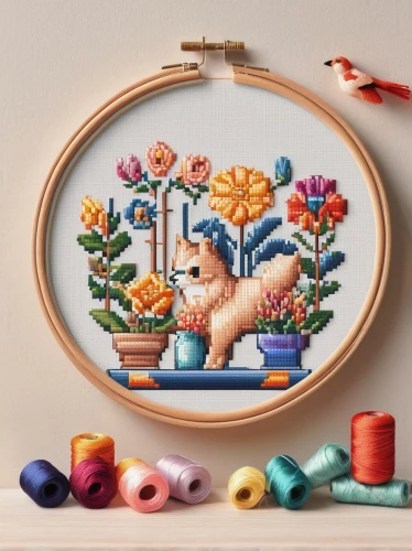 cross-stitch,floral and bird frame,needlework,whimsical animals,trees with stitching,embroidery,stitch border,vintage embroidery,embroider,stitching,sewing stitches,embroidered leaves,spring unicorn,embroidered flowers,floral silhouette border,fabric and stitch,teal stitches,shiba inu,floral silhouette frame,pembroke welsh corgi,Unique,Pixel,Pixel 01
