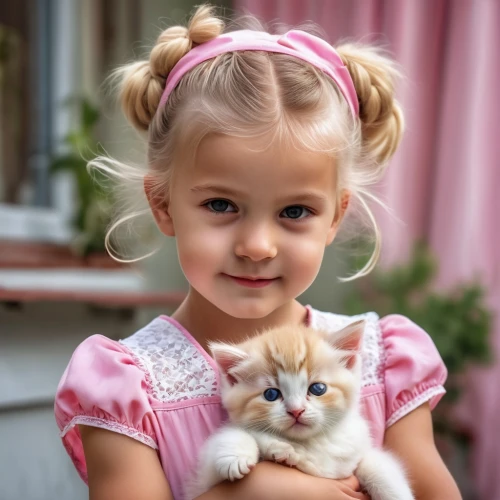 cat with blue eyes,little girl in pink dress,little boy and girl,cute cat,blue eyes cat,vintage boy and girl,doll cat,child portrait,kitten,child model,little cat,little girl,little princess,little girls,kittens,cat lovers,child girl,cute baby,tenderness,baby cats