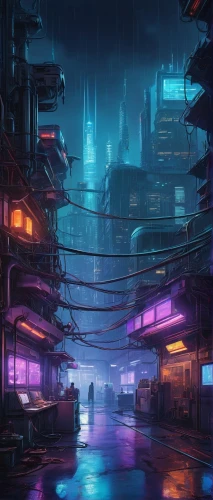 cyberpunk,futuristic landscape,cityscape,metropolis,shinjuku,dystopian,fantasy city,scifi,kowloon,tokyo city,harbour city,futuristic,dystopia,colorful city,suburb,city at night,vapor,rainy,blue rain,urban,Illustration,American Style,American Style 06