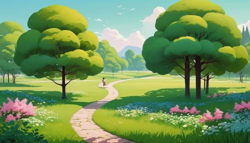 cartoon forest,forest path,forest landscape,pathway,mushroom landscape,fairy forest,green forest,cartoon video game background,landscape background,forest background,springtime background,forest glade,spring background,hiking path,forest road,tree grove,meadow and forest,meadow landscape,green landscape,nature landscape,Photography,General,Realistic