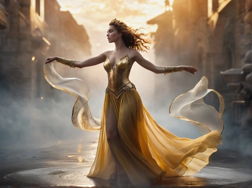 sorceress,celtic woman,fantasy picture,fantasy art,the enchantress,fantasy woman,golden crown,girl in a long dress,fire dancer,priestess,golden rain,athena,dancer,heroic fantasy,fantasia,celtic queen,mystical portrait of a girl,greek mythology,justitia,queen of the night,Photography,Artistic Photography,Artistic Photography 03