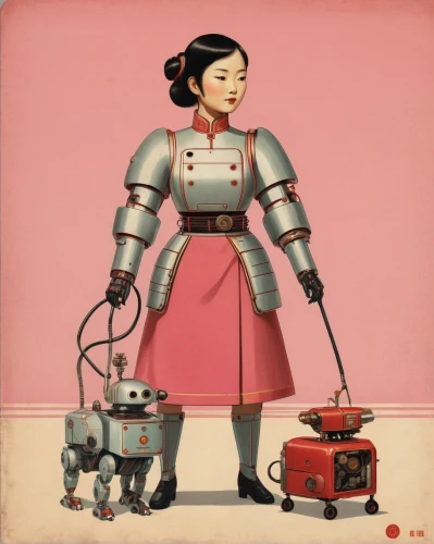 women in technology,housework,repairman,vacuum cleaner,industrial robot,housekeeper,robots,power tool,robotics,vintage asian,cleaning woman,robot,robotic,minibot,vintage illustration,robot icon,retro women,sewing pattern girls,streampunk,retro woman,Illustration,Japanese style,Japanese Style 08