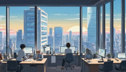 modern office,blur office background,sky apartment,working space,skyscrapers,offices,windows,tokyo city,cityscape,shinjuku,tokyo,skyscraper,umeda,boardroom,sky city,desk,office desk,the skyscraper,study room,odaiba,Illustration,Japanese style,Japanese Style 06