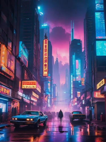 cyberpunk,tokyo city,hong kong,shanghai,tokyo,shinjuku,taipei,kowloon,colorful city,cityscape,futuristic landscape,metropolis,hk,fantasy city,futuristic,dusk,vapor,tokyo ¡¡,dystopian,city at night,Illustration,American Style,American Style 10