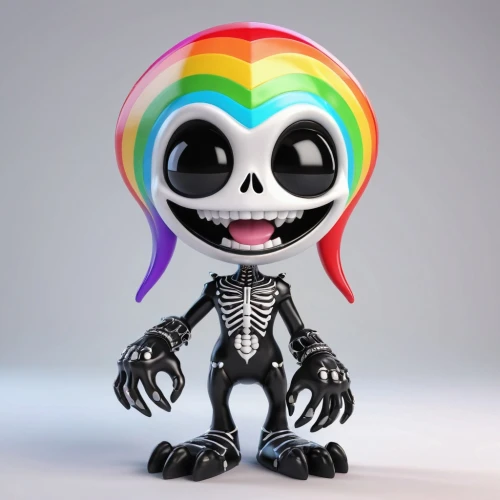 funko,calaverita sugar,skull allover,sugar skull,day of the dead skeleton,skull statue,skull bones,a voodoo doll,skeleltt,skull sculpture,vintage skeleton,calavera,scull,raimbow,the voodoo doll,rainbow background,skeletal,voo doo doll,voodoo doll,plush figure,Unique,3D,3D Character