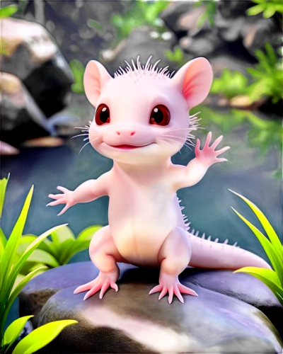 axolotl,mole salamander,rataplan,woodland salamander,common opossum,aye-aye,white footed mouse,baby rat,salamander,opossum,rat,rat na,cute animal,virginia opossum,cute cartoon character,mammal,spring salamander,white footed mice,small animal,babi panggang,Unique,3D,3D Character