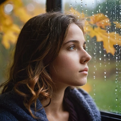 depressed woman,sad woman,worried girl,woman thinking,in the rain,longing,thoughtful,in thoughts,to be alone,train of thought,contemplation,rainy day,thinking,contemplative,pensive,loneliness,contemplate,melancholy,the girl at the station,wall of tears,Photography,General,Commercial