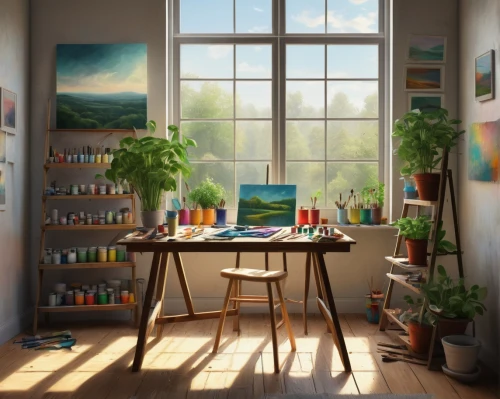 study room,classroom,painting technique,morning light,working space,world digital painting,study,creative office,playing room,meticulous painting,workspace,window sill,room,one-room,art painting,desk,therapy room,one room,watercolor background,art background,Art,Artistic Painting,Artistic Painting 02
