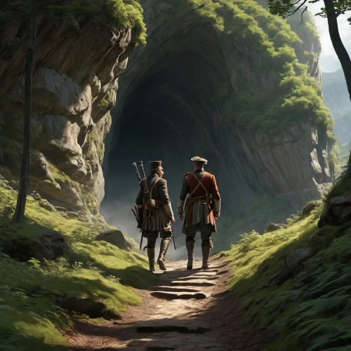 hikers,forest workers,hobbit,travelers,hiking path,mountaineers,the path,guards of the canyon,adventure,cave tour,hollow way,pathway,hiking,wander,pilgrims,journey,mountain hiking,chasm,pilgrimage,the mystical path,Photography,General,Realistic