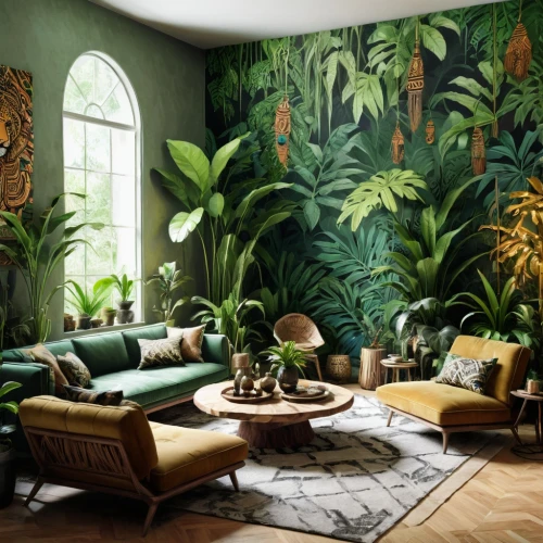 tropical greens,tropical jungle,exotic plants,tropical house,house plants,houseplant,green living,tropical leaf pattern,tropics,jungle,interior design,sitting room,green plants,living room,great room,tropical island,interior decoration,tropical floral background,tropic,interior decor,Illustration,Paper based,Paper Based 16