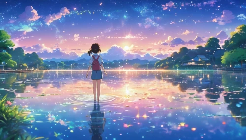 dream world,fantasia,fairy world,starlight,magical,dreamland,magical moment,enchanted,wonderland,fantasy world,fairy galaxy,star sky,fantasy picture,starry sky,forest of dreams,celestial phenomenon,embrace the world,landscape background,magical adventure,world wonder,Illustration,Japanese style,Japanese Style 02
