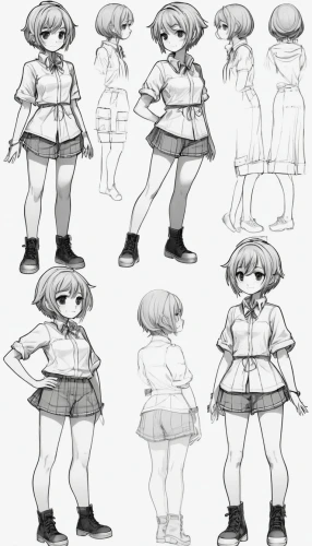 sewing pattern girls,studies,chara,short,concept art,mushroom type,male poses for drawing,character animation,uniforms,school clothes,fashionable clothes,clothes,cute clothes,clover jackets,crossdressing,ladies clothes,dummy figurin,women's clothing,retro paper doll,clothing,Unique,Design,Character Design