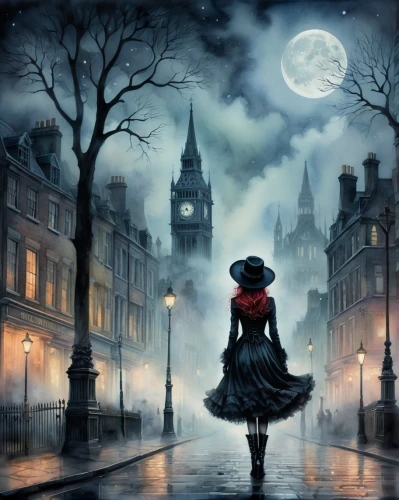mary poppins,gothic woman,the girl in nightie,fantasy picture,gothic dress,moonlit night,gothic fashion,gothic style,fantasy art,red riding hood,gothic,dark gothic mood,night scene,halloween night,alice,alice in wonderland,little red riding hood,atmospheric,moonlit,wonderland,Photography,General,Fantasy
