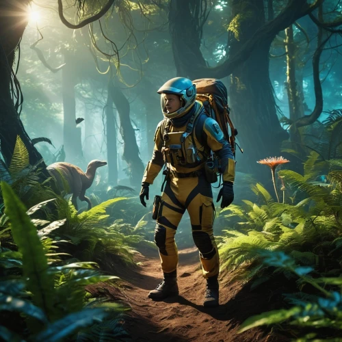 explorer,aquanaut,sci fiction illustration,exploration,lost in space,cg artwork,valerian,digital compositing,sci fi,explore,concept art,sci-fi,sci - fi,forest man,apiarium,game art,to explore,a journey of discovery,biologist,the wanderer,Photography,General,Realistic