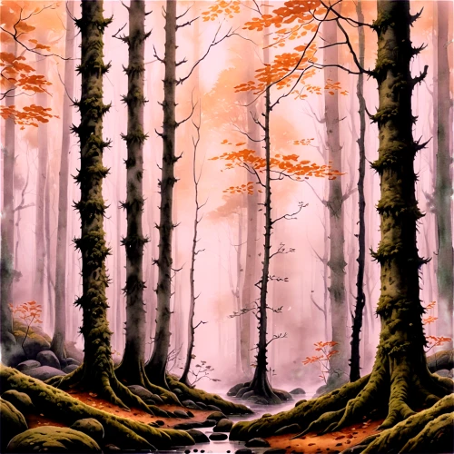 autumn forest,forest landscape,forest background,watercolor background,autumn landscape,autumn background,autumn trees,fir forest,mixed forest,beech trees,fall landscape,forest glade,forest road,winter forest,deciduous forest,forests,the forests,birch forest,germany forest,the forest,Illustration,Paper based,Paper Based 30