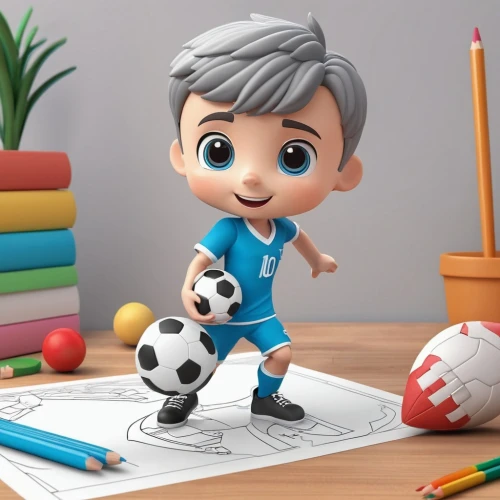 cute cartoon character,soccer player,children's soccer,cute cartoon image,footballer,kids illustration,cartoon doctor,animated cartoon,clay animation,football player,futebol de salão,mini rugby,cartoon character,soccer ball,3d figure,baby playing with toys,sports toy,animator,kids' things,smurf figure,Unique,3D,3D Character