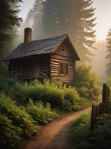 log cabin,log home,house in the forest,the cabin in the mountains,wooden house,wooden hut,summer cottage,small cabin,lonely house,country cottage,home landscape,wooden houses,house in mountains,little house,old home,cottage,witch's house,house in the mountains,carpathians,cabin,Conceptual Art,Oil color,Oil Color 02