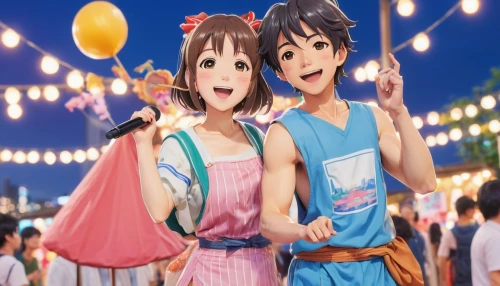 anime japanese clothing,miku maekawa,festival,yui hirasawa k-on,anime 3d,hiyayakko,haruhi suzumiya sos brigade,aomoriya,party banner,blue heart balloons,anime cartoon,japanese kawaii,tsumugi kotobuki k-on,honmei choco,together and happy,cherry blossom festival,kawaii,kawaii children,birthday banner background,reizei,Illustration,Japanese style,Japanese Style 02