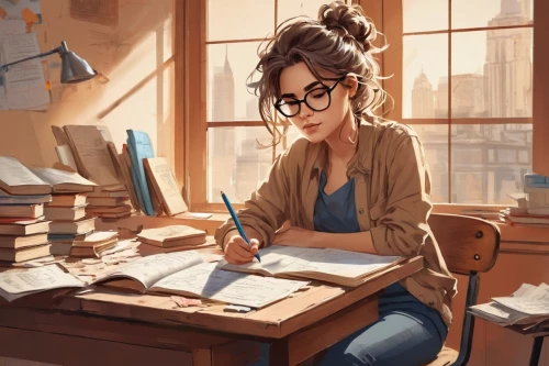 girl studying,librarian,study,girl at the computer,bookworm,author,writing-book,study room,girl drawing,sci fiction illustration,tutor,secretary,paperwork,writer,scholar,illustrator,world digital painting,office worker,artist portrait,freelancer,Unique,Design,Infographics