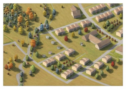town planning,escher village,human settlement,suburbs,settlement,barracks,villages,military training area,small towns,villagers,farmstead,resort town,knight village,suburb,campground,concentration camp,housing estate,collected game assets,farms,aurora village,Common,Common,Natural