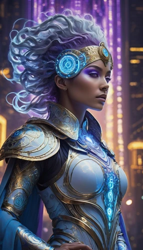 blue enchantress,monsoon banner,goddess of justice,zodiac sign libra,fantasy woman,libra,violet head elf,cg artwork,nova,the enchantress,sorceress,heroic fantasy,nebula guardian,symetra,show off aurora,aurajoki,fantasia,female warrior,head woman,jaya,Illustration,Paper based,Paper Based 23