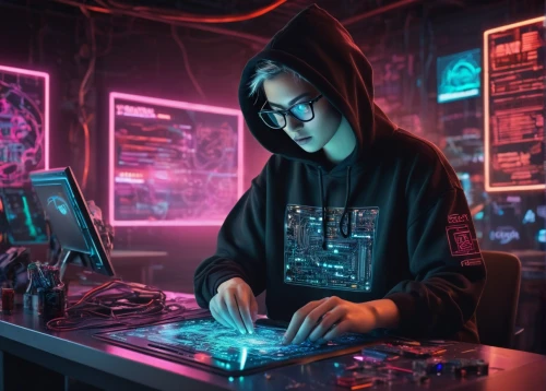 cyber,cyberpunk,cyber glasses,dj,hacker,girl at the computer,cyber crime,hacking,elektroniki,man with a computer,operator,electronic market,game illustration,cybertruck,night administrator,cyberspace,computer,electronic money,electronic,coder,Unique,Design,Logo Design