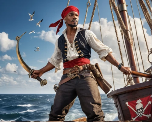 pirate,east indiaman,pirates,piracy,pirate flag,pirate treasure,caravel,pirate ship,galleon,scarlet sail,seafaring,jolly roger,sloop-of-war,full-rigged ship,mayflower,mutiny,captain,galleon ship,carrack,rum,Illustration,Realistic Fantasy,Realistic Fantasy 21