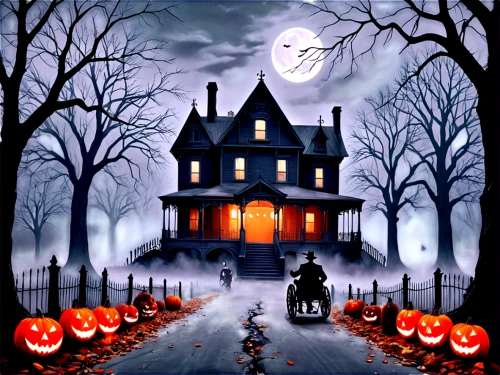halloween poster,halloween illustration,halloween background,halloween scene,the haunted house,halloween and horror,halloween wallpaper,halloween travel trailer,haunted house,halloween night,houses clipart,halloween,trick-or-treat,halloween border,happy halloween,trick or treat,witch's house,halloween decoration,halloween ghosts,halloween decor,Illustration,Realistic Fantasy,Realistic Fantasy 21