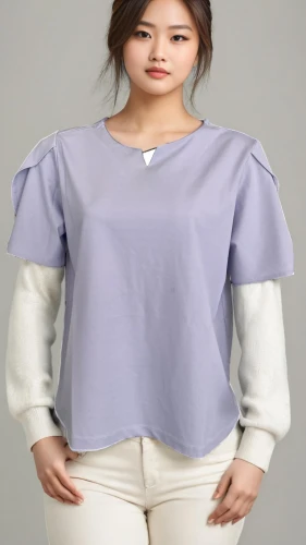 long-sleeved t-shirt,blouse,plus-size model,women's clothing,disney baymax,cotton top,garment,korean,bodice,women clothes,hanbok,bolero jacket,ladies clothes,korea,korean won,undershirt,plus-size,in a shirt,menswear for women,baymax,Female,East Asians,One Side Up,Youth adult,L,Confidence,Sweater With Jeans,Pure Color,Light Pink