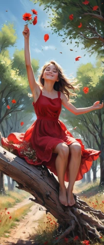 throwing leaves,man in red dress,red berries,flying seed,girl with tree,red balloon,red confetti,flying seeds,red balloons,world digital painting,red juniper,girl picking apples,red petals,red apples,woman playing,girl in red dress,little girl in wind,pomegranate,red tunic,falling flowers,Conceptual Art,Fantasy,Fantasy 03