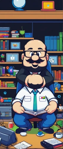 shopkeeper,bookkeeper,clerk,school administration software,librarian,game illustration,cartoon doctor,joomla,nerd,bookkeeping,reading glasses,bookworm,geek,man with a computer,office worker,book store,accountant,academic,chemist,game addiction,Unique,Pixel,Pixel 02