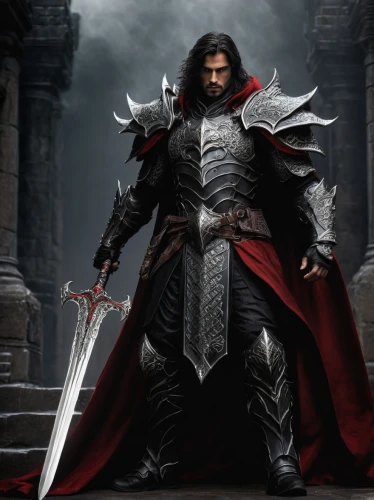 thorin,heroic fantasy,massively multiplayer online role-playing game,athos,templar,swordsman,god of thunder,dracula,warlord,king sword,crusader,the archangel,vax figure,shredder,assassin,conquistador,fantasy warrior,male character,king arthur,cosplay image,Conceptual Art,Fantasy,Fantasy 13