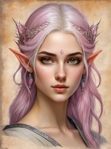 violet head elf,male elf,elven,fae,fantasy portrait,elf,elven flower,dark elf,zodiac sign libra,wood elf,elves,faery,massively multiplayer online role-playing game,faerie,fairy tale character,portrait background,fantasy art,celtic queen,custom portrait,natural cosmetic,Illustration,Realistic Fantasy,Realistic Fantasy 12