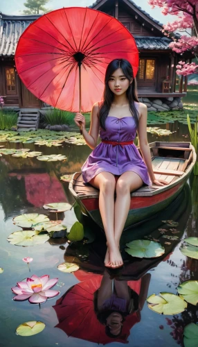 lotus on pond,vietnamese woman,water lotus,floating market,asian woman,lotus pond,lily pad,asian umbrella,oriental girl,lilly pond,waterlily,lily pond,water lily,vietnam,asian girl,photoshop manipulation,miss vietnam,asian vision,oriental princess,lotus blossom,Conceptual Art,Fantasy,Fantasy 03