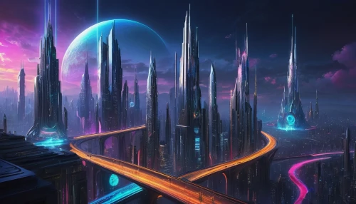 futuristic landscape,fantasy city,cityscape,metropolis,futuristic,fantasy landscape,vast,fantasy world,futuristic architecture,city skyline,city cities,cyberpunk,colorful city,scifi,alien world,sci-fi,sci - fi,3d fantasy,dystopian,world digital painting,Conceptual Art,Fantasy,Fantasy 13