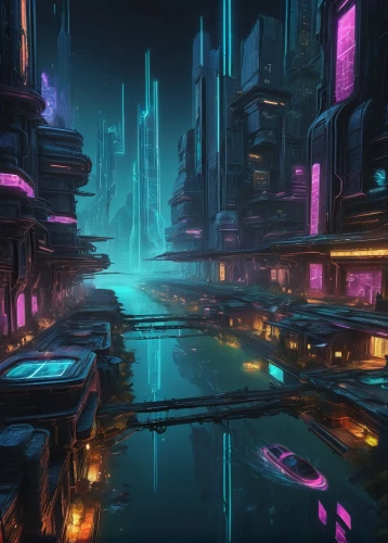 futuristic landscape,metropolis,fantasy city,cityscape,cyberpunk,ancient city,dystopian,futuristic,harbour city,scifi,city at night,lagoon,harbor,dystopia,colorful city,vast,black city,sci-fi,sci - fi,space port,Illustration,Paper based,Paper Based 11