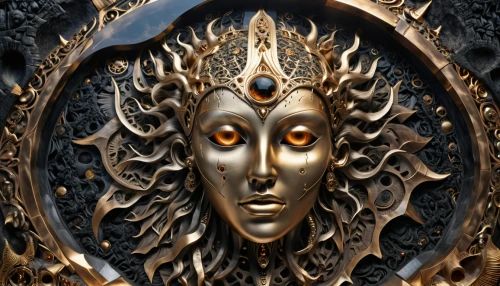 golden mask,door knocker,venetian mask,nataraja,golden wreath,gold mask,medusa,gorgon,mirror of souls,priestess,gold foil art,jaya,masquerade,fractalius,shiva,medusa gorgon,decorative figure,lakshmi,ancient icon,golden crown
