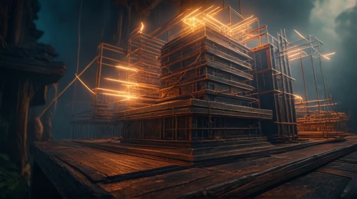 wooden construction,wooden pallets,wooden cubes,wooden houses,myst,pallets,wooden church,peter-pavel's fortress,docks,industrial ruin,wooden planks,scaffolding,visual effect lighting,fractal environment,formwork,3d render,castle of the corvin,panopticon,timber house,games of light,Photography,General,Fantasy