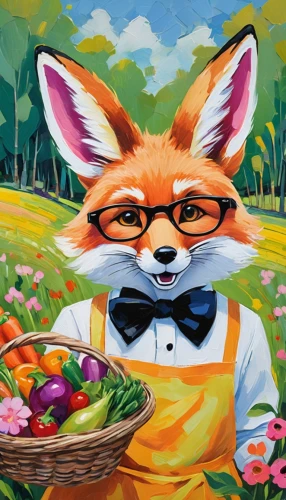 garden-fox tail,fox and hare,a fox,child fox,fox,fox hunting,anthropomorphized animals,foxes,colored pencil background,red fox,painting easter egg,hare field,springtime background,cute fox,fox stacked animals,oil painting on canvas,redfox,painting eggs,little fox,adorable fox,Conceptual Art,Oil color,Oil Color 25