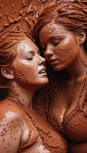 wet,mud,cinnamon powder,mud wrestling,red sand,cocoa powder,bodypaint,paprika powder,red earth,maori,bodypainting,chocolate,tears bronze,sepia,sirens,redheads,photoshop manipulation,chocolate shavings,mud village,chocolate cream,Photography,Artistic Photography,Artistic Photography 05