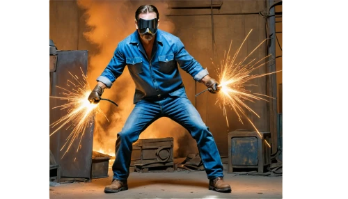 angle grinder,gas welder,welder,welders,steelworker,electrical contractor,welding,steelwool,blue-collar worker,acetylene,steel wool,personal protective equipment,metalworking,tradesman,electrician,protective clothing,pyrotechnic,repairman,coveralls,ironworker,Conceptual Art,Oil color,Oil Color 24